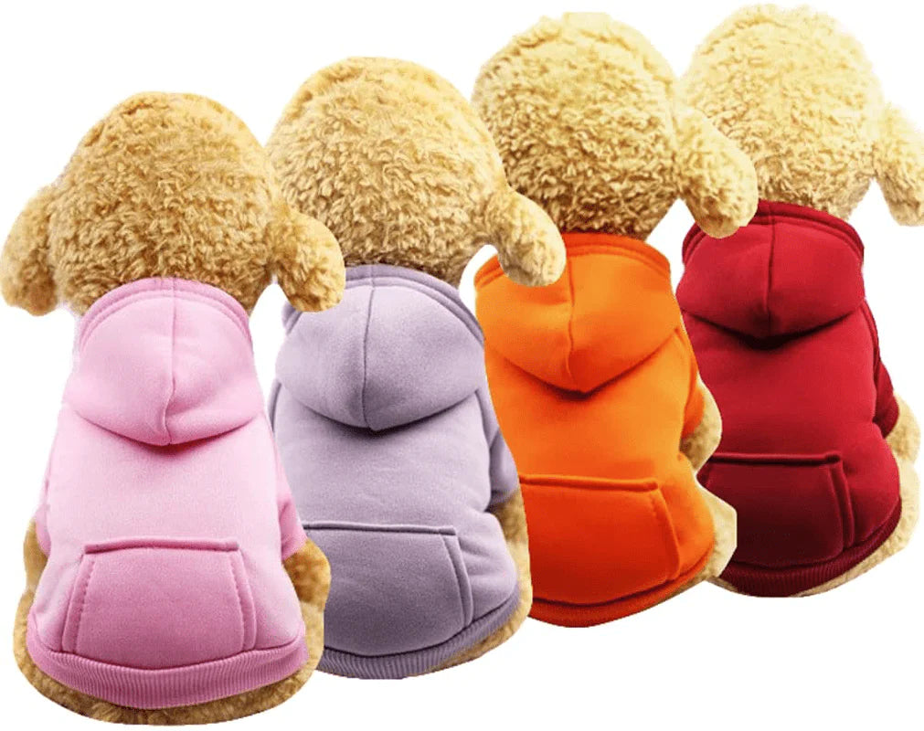 Yikeyo Dog Hoodie with Pocket - Fall Winter Warm Fleece Sweater Puppy Clothes for Small Medium Dogs Boy Girl Yorkies Chihuahua - Pet Cat Sweatshirt Blank Color, Set of 4 Animals & Pet Supplies > Pet Supplies > Cat Supplies > Cat Apparel Yikeyo Pink + Purple + Red wine + Orange Large(6.6-9.3lbs)