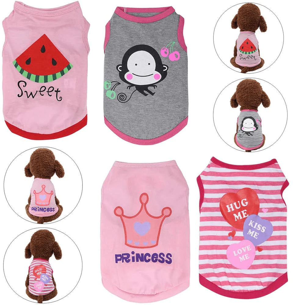 Yikeyo Set of 4 Dog Shirts for Small Medium Dogs - Xs Dog Clothes - Dog Outfits for Small Dogs - Xs Puppy Clothes Girl - Chihuahua Clothes - Dog Tshirt - Ropa Para Perros Pequeños - Summer Dog Clothes Animals & Pet Supplies > Pet Supplies > Dog Supplies > Dog Apparel Yikeyo