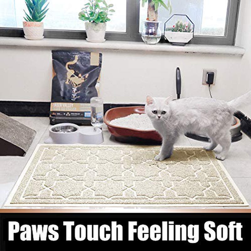 Yimobra Durable Cat Litter Mat, XL Jumbo 35.4 X 23.6 Inches, Easy Clean Cat Mats, Non-Slip, Water Resistant, Traps for Litter Boxes, Pet Litter Floor Mats, Soft, No Phthalate, Beige Animals & Pet Supplies > Pet Supplies > Cat Supplies > Cat Litter Box Mats Yimobra