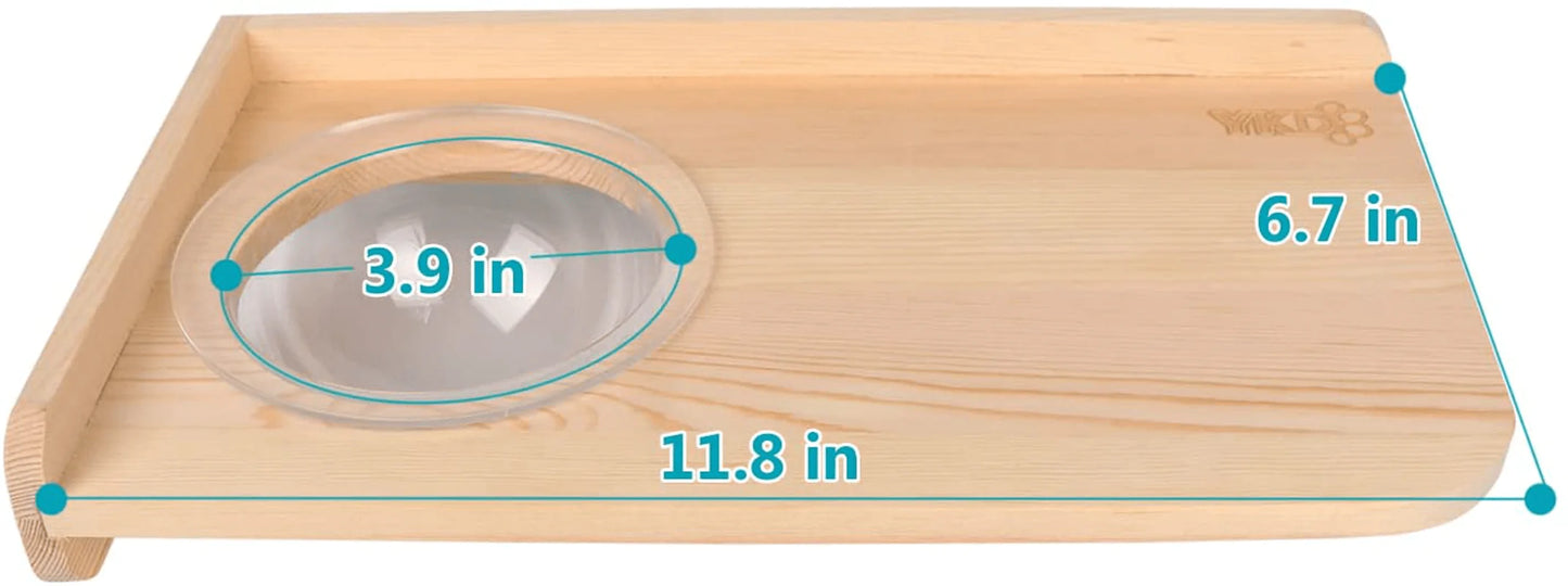 YKD Small Animals Natural Wood Stand Platform with Acrylic Feeding Bowl, Chinchilla Habitat Feeding Platform, Small Animals Cage Accessories for Chinchilla Squirrel Gerbil Suger Glider Hamsters Animals & Pet Supplies > Pet Supplies > Small Animal Supplies > Small Animal Habitat Accessories YKD
