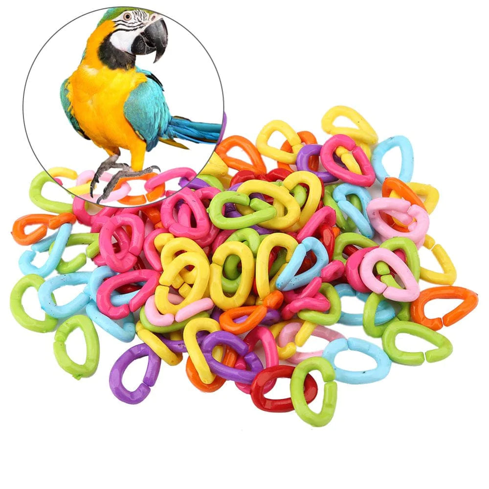 Kreigaven 300Pcs Plastic Chain Links Birds, Mix Color Rainbow DIY