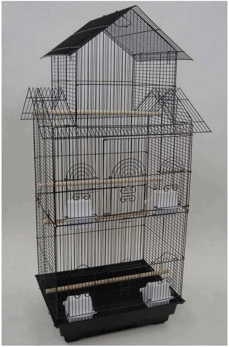 YML 6844 3/8" Bar Spacing Tall Pagoda Top Bird Cage with Stand Animals & Pet Supplies > Pet Supplies > Bird Supplies > Bird Cages & Stands YML White 18" x 14"/Small