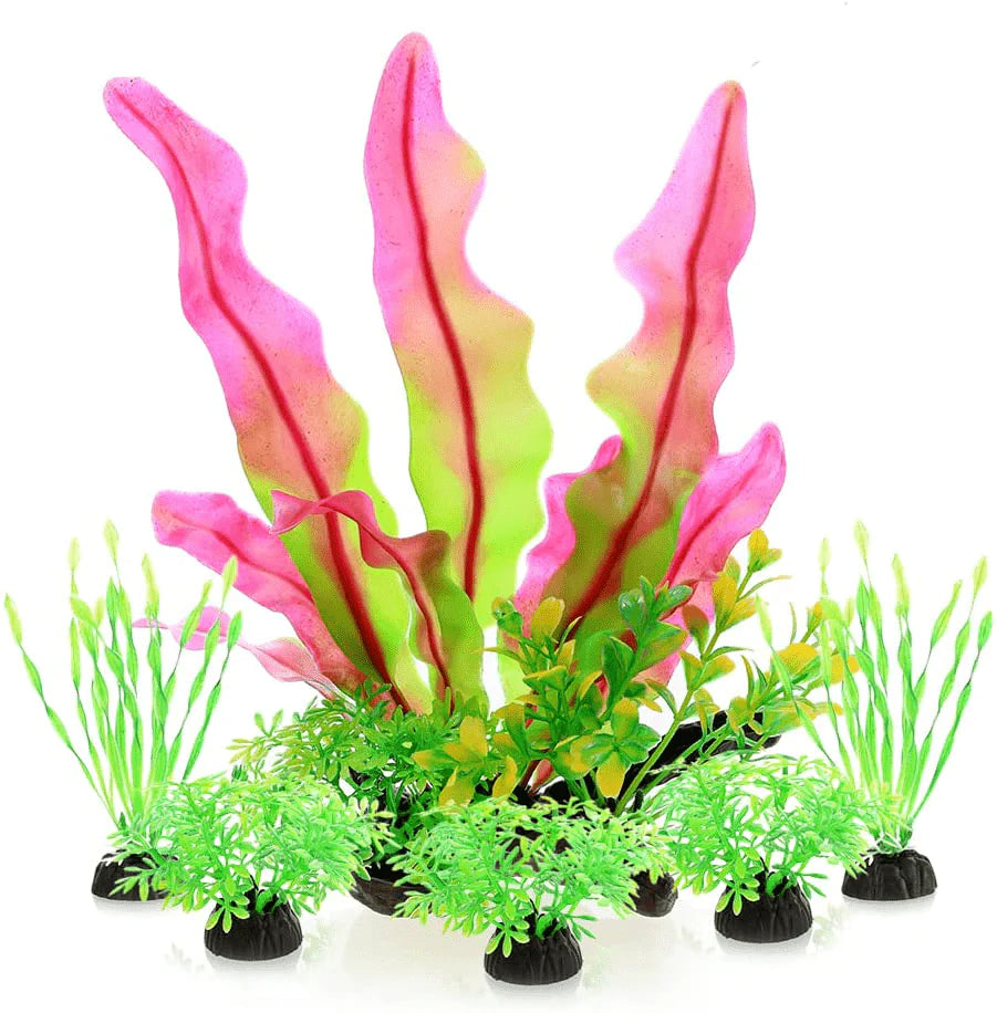 YOULODE Artificial Seaweed Water Plants for Aquarium, Plastic Fish Tank Plant Decorations 6 PCS Purple Animals & Pet Supplies > Pet Supplies > Fish Supplies > Aquarium Decor YOULODE B-red