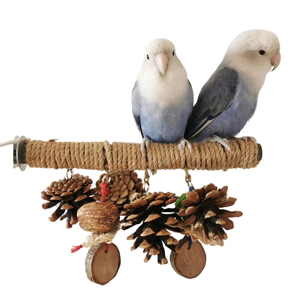 Younar Bird Perch Bird Cage Perch Bird Stand Conure Perch Parakeet Toys with Pine Cones Bird Cage Accessories for Conures Parrots Finches Lovebirds Charmingly Animals & Pet Supplies > Pet Supplies > Bird Supplies > Bird Cages & Stands Younar