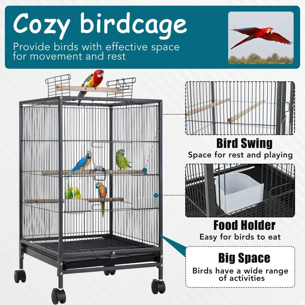 YRLLENSDAN Large Bird Cage for Parakeets, Heavy Duty 35 Inch Height Bird Cages with Stand for Cocktails Parakeet Parrot Cage Birdcage for Parrots Conure Lovebird Cockatiel Animals & Pet Supplies > Pet Supplies > Bird Supplies > Bird Cages & Stands YRLLENSDAN