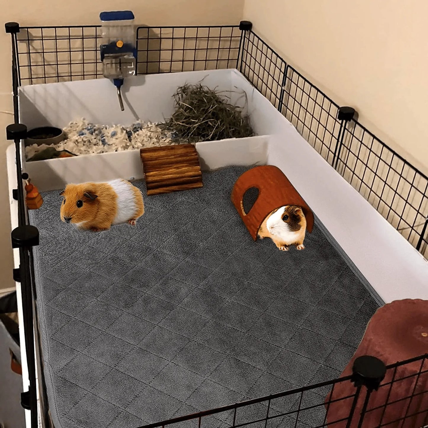 YUEPET 2 Packs Guinea Pig Fleece Cage Liners - Waterproof Reusable& anti Slip Guinea Pig Bedding Super Absorbent Pee Pad for Small Animals Animals & Pet Supplies > Pet Supplies > Small Animal Supplies > Small Animal Bedding YUEPET