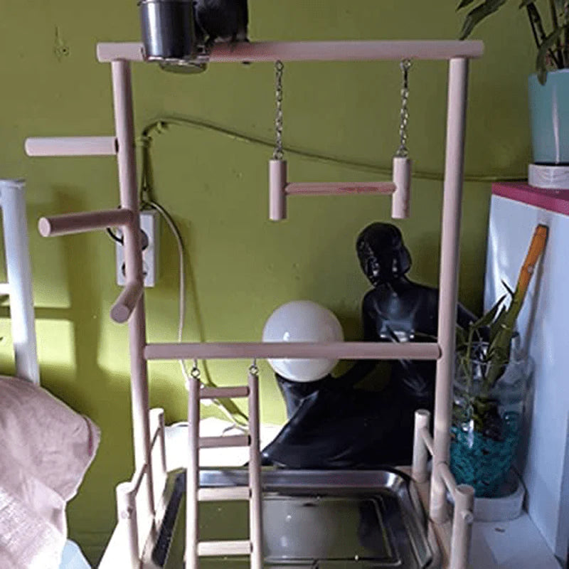 YZJC 3 Tier Parrots Playground,Natural Wooden Bird Playstand Perch Gym Play Stand Parakeet Ladders with Feeder Cups and Toys Exercise Play 36.5 Cm X 23 Cm X 57 Cm Animals & Pet Supplies > Pet Supplies > Bird Supplies > Bird Gyms & Playstands YZJC