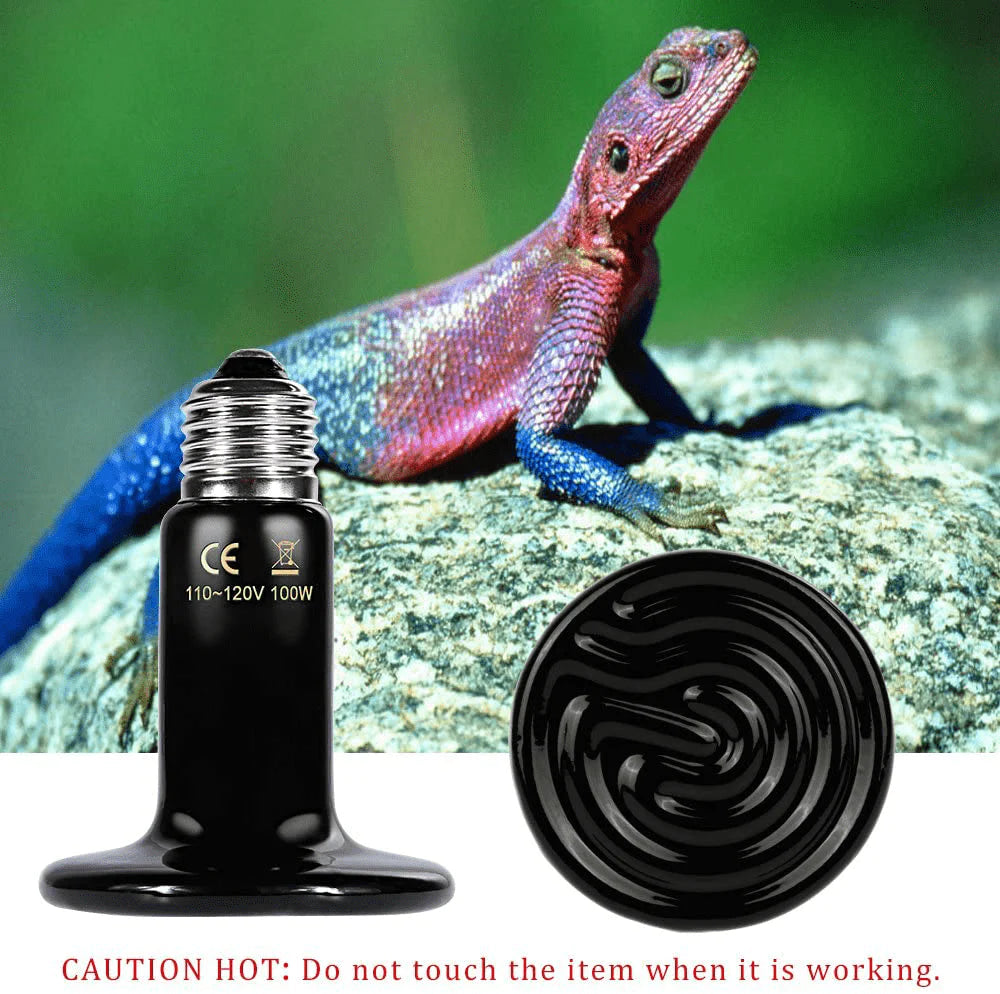 Zacro Reptile Heat Lamp 60W / 100W / 150W with One Digital Thermometer, Infrared Ceramic Heating Non-Light Lamps Emitter 110V (Black) Animals & Pet Supplies > Pet Supplies > Reptile & Amphibian Supplies > Reptile & Amphibian Habitat Accessories Zacro