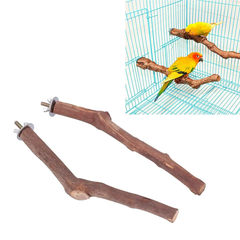 Zaqw 2 Pcs Bird Stand Perch Natural Wood Parakeets Cage Standing Stick for Udgies Cockatiels Conure Parakeet Lovebirds,Parakeets Standing Supplies,Natural Bird Stand Stick Animals & Pet Supplies > Pet Supplies > Bird Supplies > Bird Cages & Stands Zaqw
