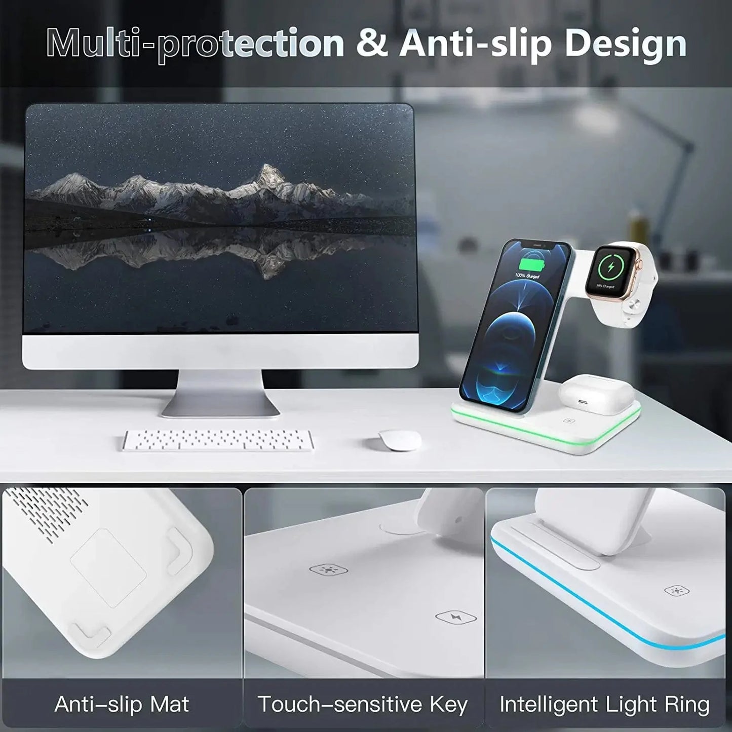 ZEBRE Wireless Charger, 3 in 1 Qi-Certified 15W Wireless Charging Dock Compatible with Apple Watch 7 6 5 4 3 2 SE, Airpods 3/Pro, Stand Compatible with Iphone 13/13 Pro/12/11 XS/XR/X S10 S9 S8, White Electronics > GPS Accessories > GPS Cases Zebre