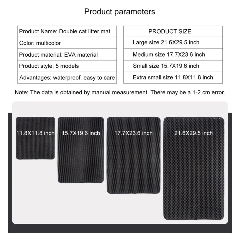 ZEDWELL Cat Litter Mat Litter Trapping Mat, 15.7 X 19.6 Inch Honeycomb Double Layer Design Waterproof Urine Proof Trapper Mat for Litter Boxes, Large Size Easy Clean Scatter Control Animals & Pet Supplies > Pet Supplies > Cat Supplies > Cat Litter Box Mats ZEDWELL