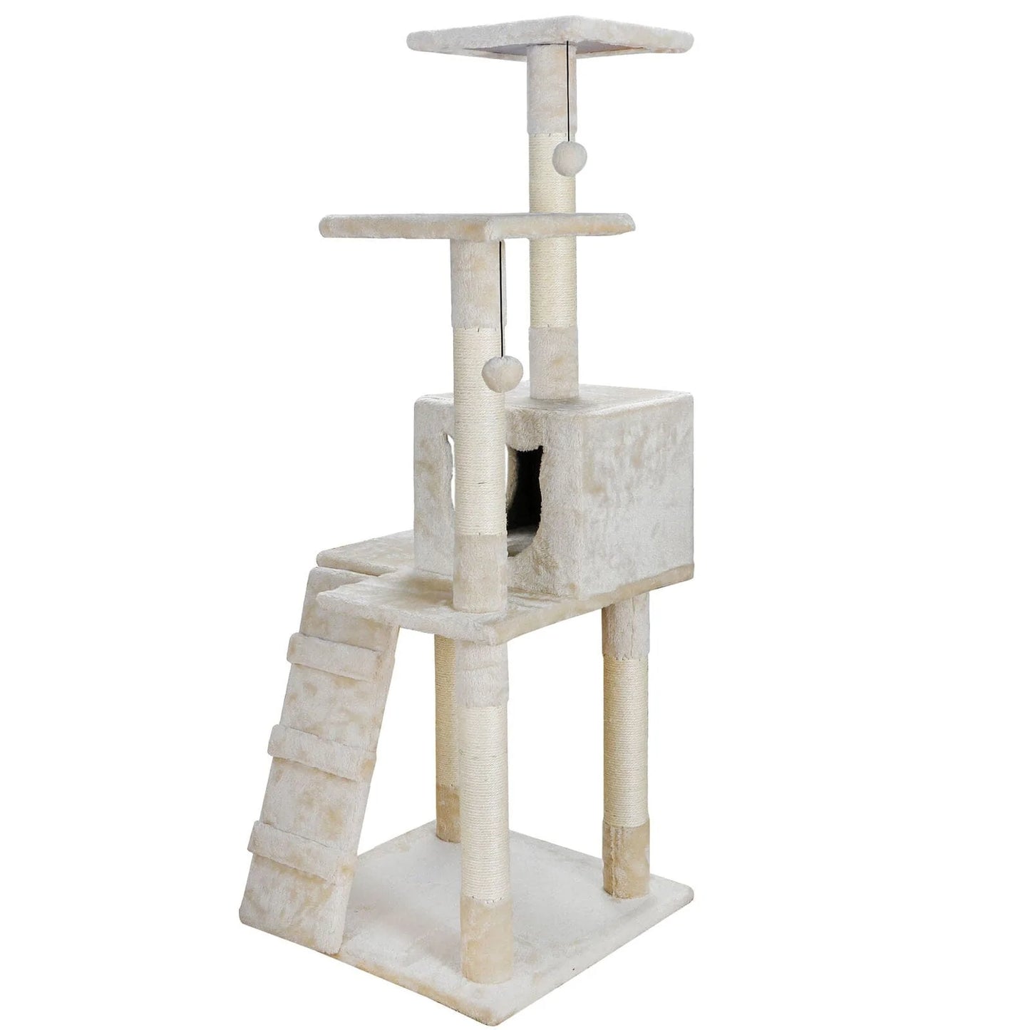 Zenstyle 52" Cat Tree Tower Pet Activity Condo Furniture Scratching Kitty Pet Play House with Sisal-Covered Beige Animals & Pet Supplies > Pet Supplies > Cat Supplies > Cat Furniture ZenStyle