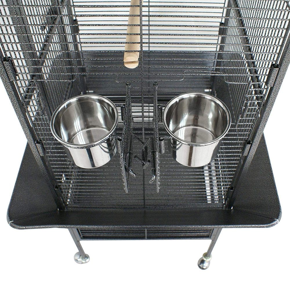 Zenstyle 61'' Large Bird Cage with Rolling Stand Parrot Chinchilla Finch Cage Macaw Conure Cockatiel Cockatoo Pet House Wrought Iron Birdcage, Black Animals & Pet Supplies > Pet Supplies > Bird Supplies > Bird Cages & Stands ZenStyle
