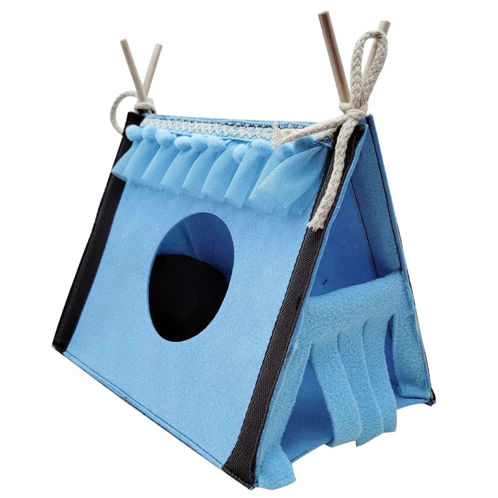 ZENTREE Small Animal Hideout Tent Cage House for Hamster Rat Mice Parrot Habitats Animals & Pet Supplies > Pet Supplies > Small Animal Supplies > Small Animal Habitats & Cages ZENTREE Blue  