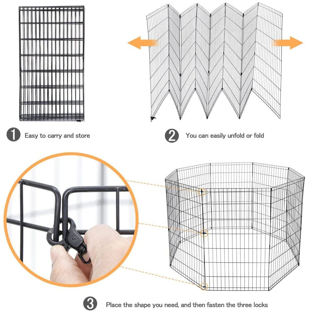 ZENY 42" Pet Dog Playpen 8 Panel Folding Metal Exercise Puppy Cat Fence Barrier Animals & Pet Supplies > Pet Supplies > Dog Supplies > Dog Kennels & Runs ZENY