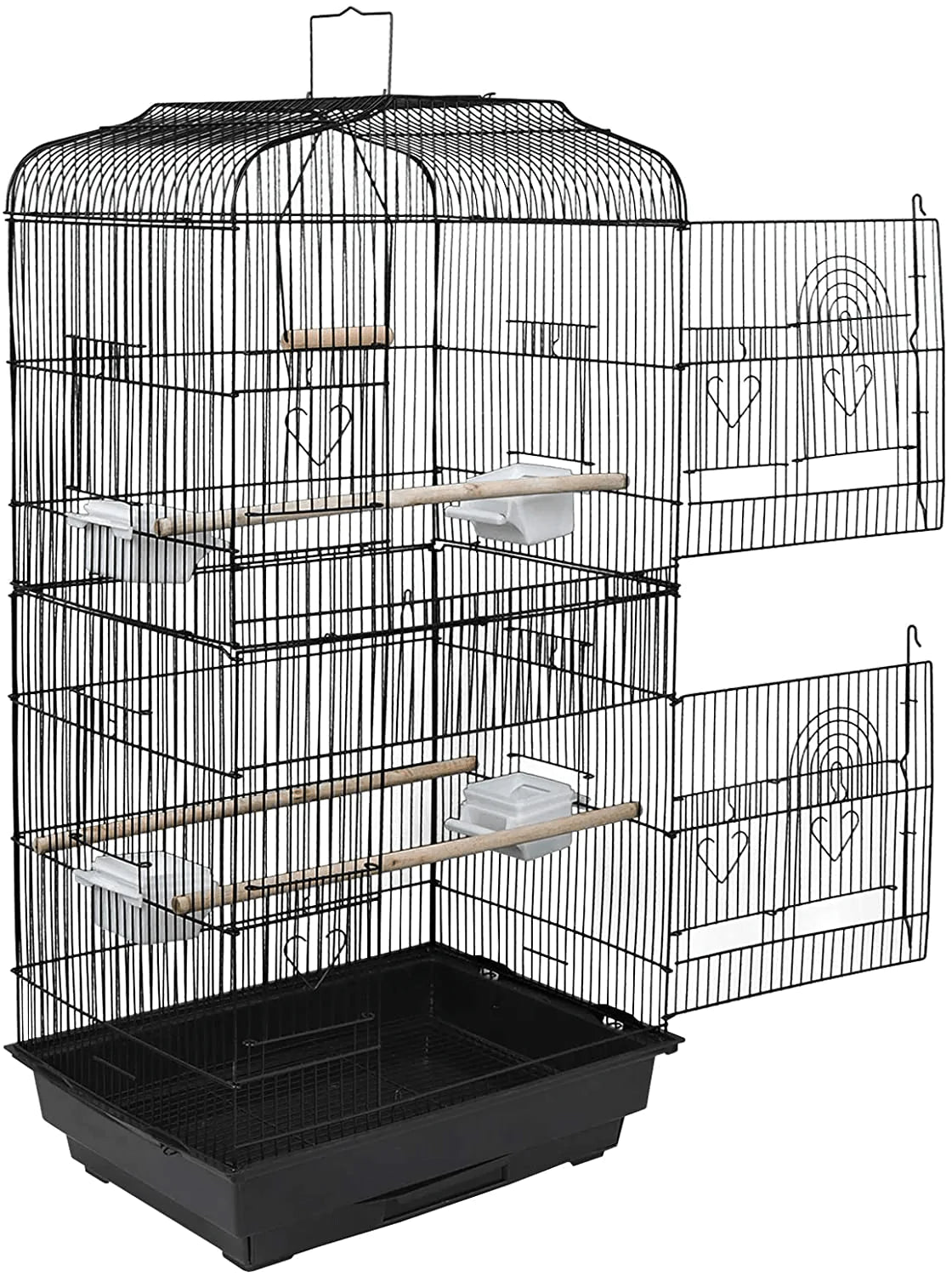 ZENY 59.3'' Bird Cage with Rolling Stand Wrought Iron Pet Bird Cage Parrot Cockatiel Cockatoo Parakeet Finches Birdcage Medium Pet House Animals & Pet Supplies > Pet Supplies > Bird Supplies > Bird Cages & Stands ZENY