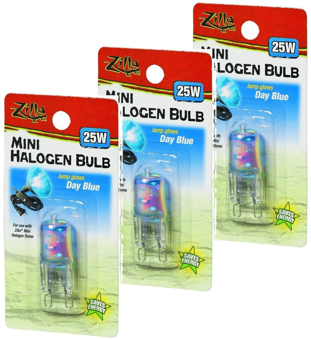 Zilla Mini Halogen Lamp Reptile Bulb, 25-Watt, Day Blue (3 Pack) Animals & Pet Supplies > Pet Supplies > Reptile & Amphibian Supplies > Reptile & Amphibian Habitat Heating & Lighting Zilla