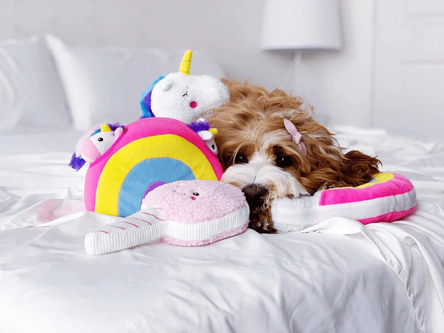 Zippypaws - Zippy Burrow Interactive Squeaky Hide and Seek Plush Dog Toy - Unicorns in Rainbow Animals & Pet Supplies > Pet Supplies > Dog Supplies > Dog Toys ZippyPaws