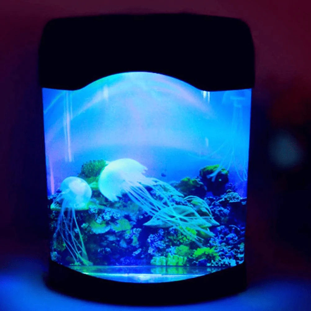 ZJING Fish Tank, Aquarium Tank Kit with LED Lighting, Mini Aquarium Artificial Fish Tank with Moving Fish Animals & Pet Supplies > Pet Supplies > Fish Supplies > Aquarium Lighting ZJING