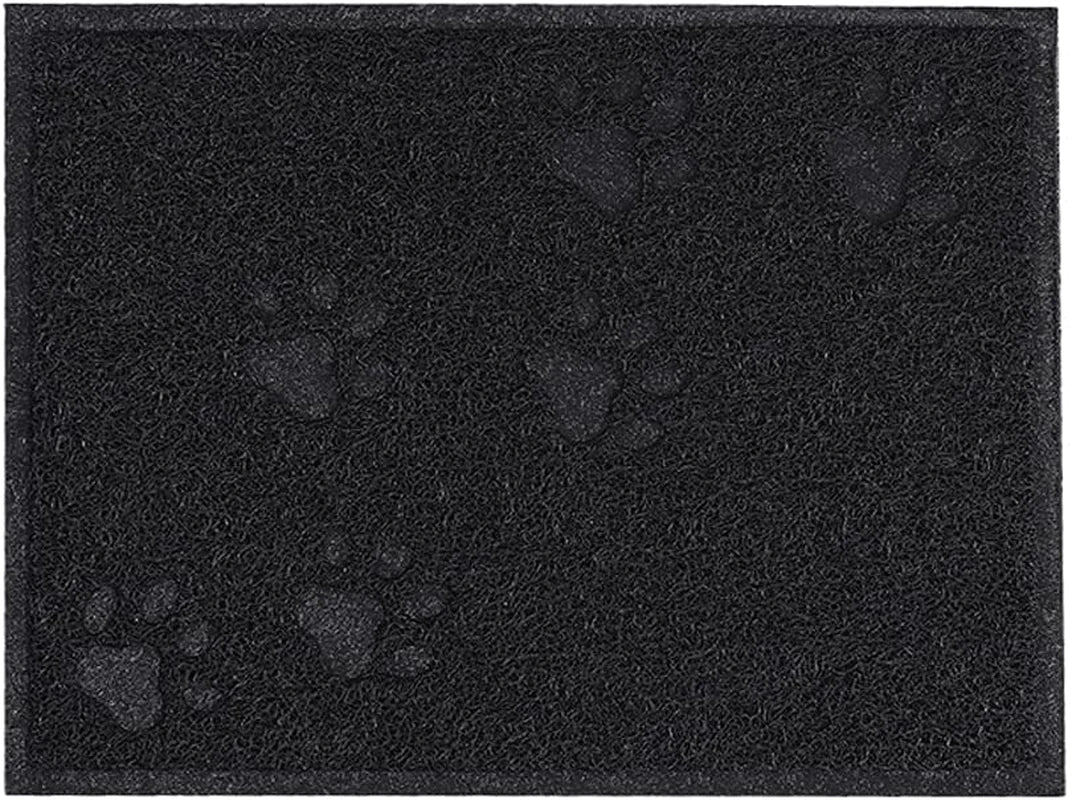 Zkovecen Cat Litter Mat Paw Print Feeding Bowl Placemat Cat Bed Pads Non-Slip Waterproof Litter Trapping Mat from Box and Cats Scatter Control Soft on Cat Paw Mat Easy to Clean Mat Animals & Pet Supplies > Pet Supplies > Cat Supplies > Cat Litter Box Mats Zkovecen Black Square