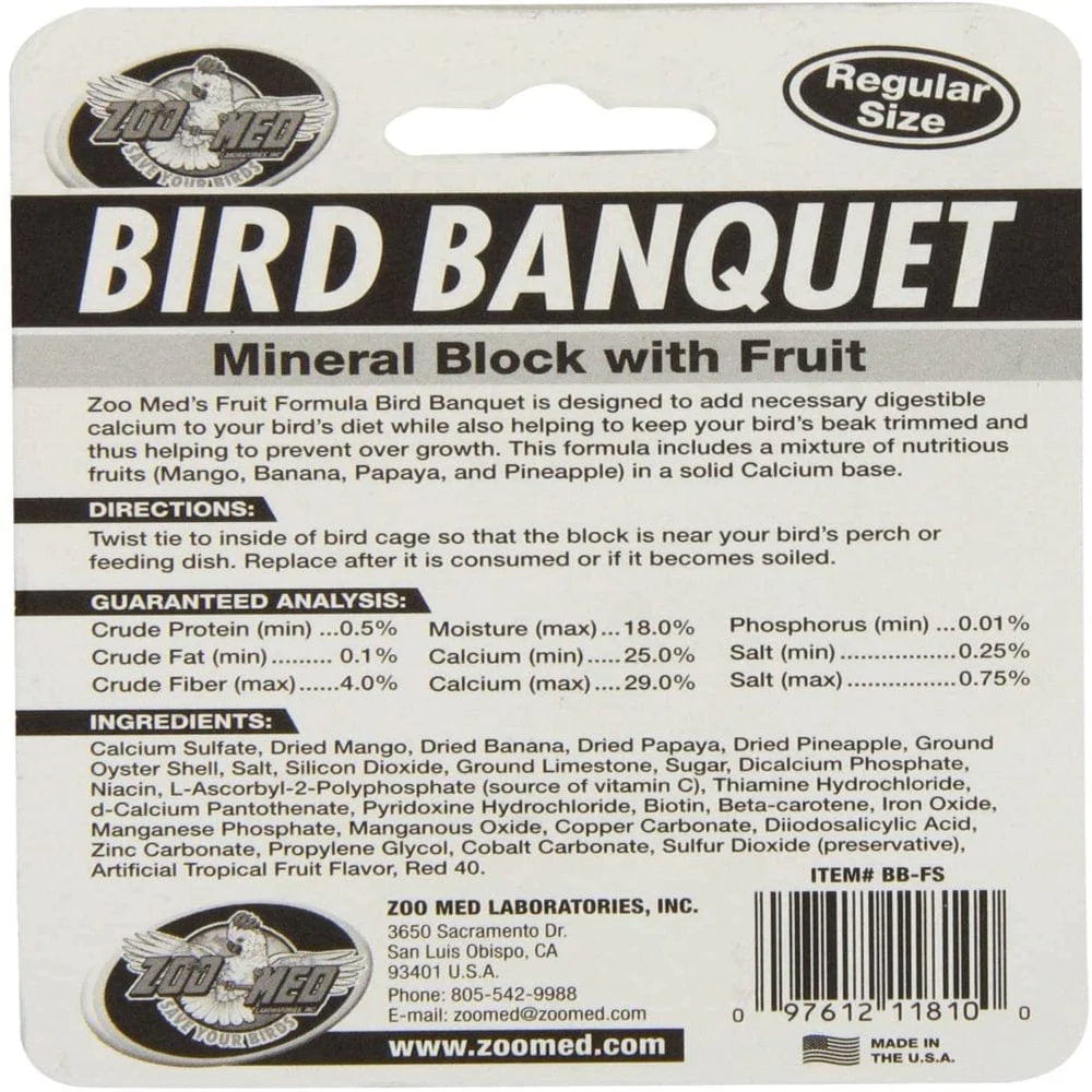 Zoo 976619 1 Oz Bird Banquet Fruit Mineral Block - Small Animals & Pet Supplies > Pet Supplies > Bird Supplies > Bird Treats QUMU INC