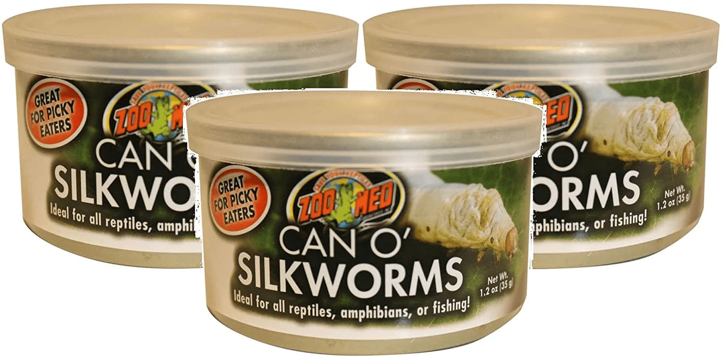 Zoo Med 3 Pack of Can O' Silkworms, 1.2 Ounces per Can Animals & Pet Supplies > Pet Supplies > Reptile & Amphibian Supplies > Reptile & Amphibian Food Zoo Med