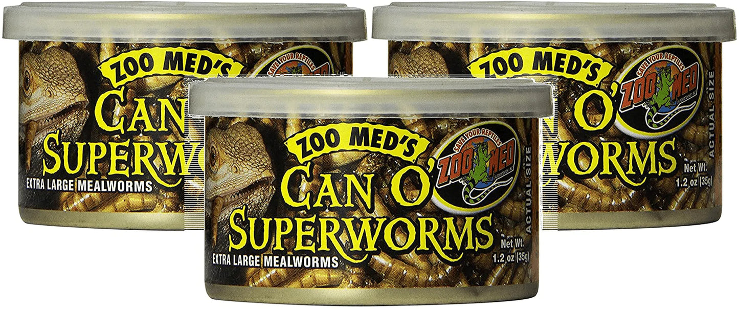 Zoo Med 3 Pack of Can O' Superworms, 1.2 Ounces per Can Animals & Pet Supplies > Pet Supplies > Reptile & Amphibian Supplies > Reptile & Amphibian Food Zoo Med