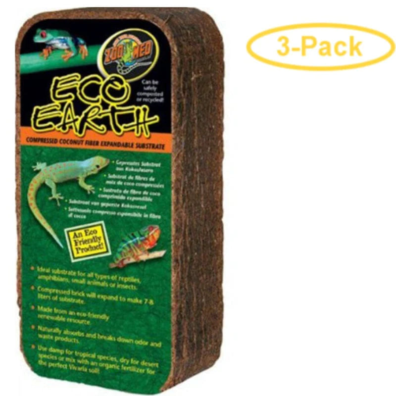Zoo Med Eco Earth Compressed Coconut Fiber Expandable Substrate 1 Pack (Makes 7-8 Liters)- Pack of 3 Animals & Pet Supplies > Pet Supplies > Reptile & Amphibian Supplies > Reptile & Amphibian Substrates Zoo Med