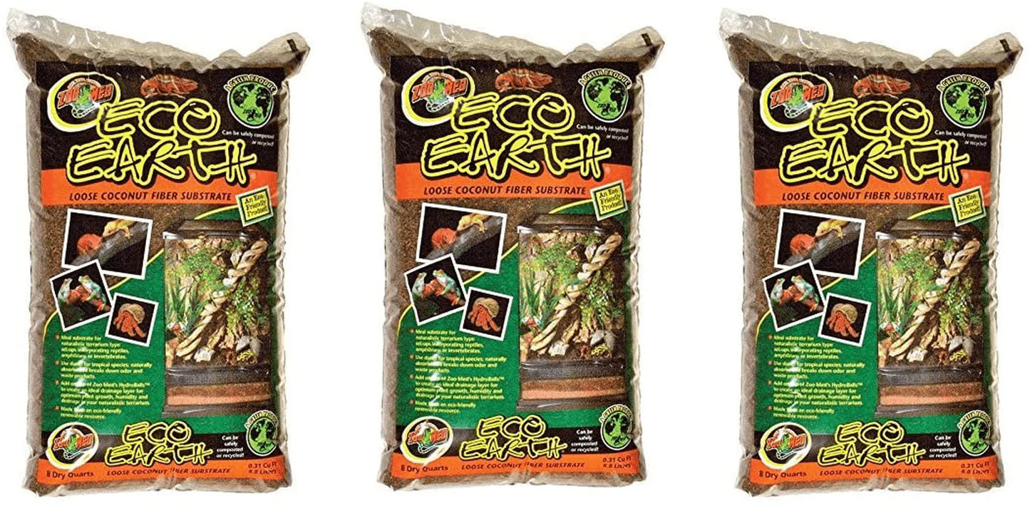Zoo Med Eco Earth Loose Coconut Fiber Substrate, Pack of 3, 8 Quart Animals & Pet Supplies > Pet Supplies > Reptile & Amphibian Supplies > Reptile & Amphibian Substrates Zoo Med