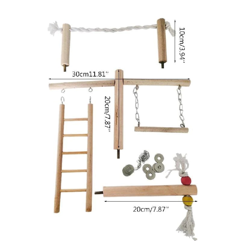ZOYONE Parrot Climbing Ladder Swing Toy Natural Wood Bird Conure Cage for Play Gyms Playground Stand Rope Perch Animals & Pet Supplies > Pet Supplies > Bird Supplies > Bird Gyms & Playstands ZOYONE