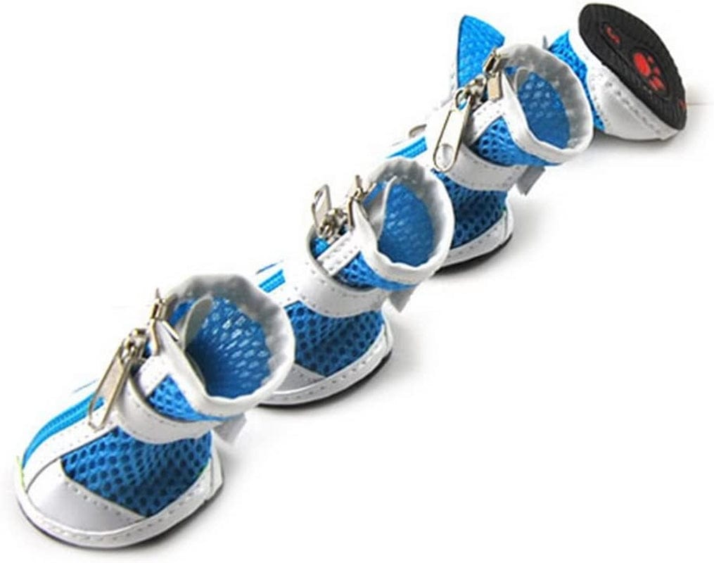 ZUNEA Small Dog Shoes for Hot Pavement Summer Breathable Mesh Boots Adjustable Non Slip Zipper Pet Dogs Booties White PU Paw Protector Red 5# Animals & Pet Supplies > Pet Supplies > Dog Supplies > Dog Apparel ZUNEA Blue 4# (LxW: 2.1 * 1.7")