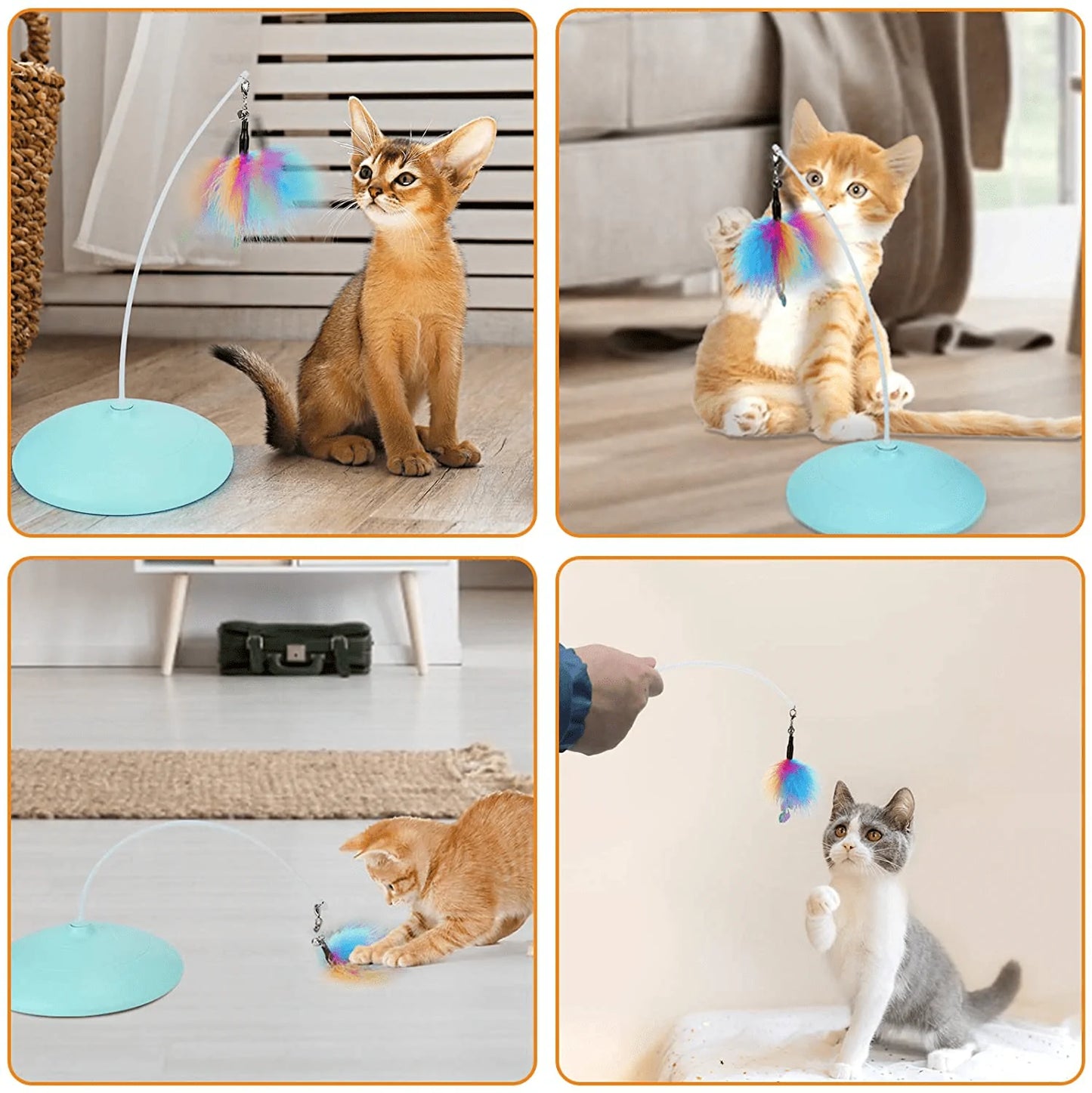 Zutesu Interactive Cat Toy Kitten Toy for Indoor Cat, Automatic Cat Toy Funny Feather Teaser Toy Puzzle Game Smart Stimulate Hunting Instinct Animals & Pet Supplies > Pet Supplies > Cat Supplies > Cat Toys Zutesu