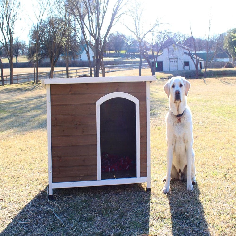 Zylina Log Cabin Wooden Dog House with PVC Roof 46"(L) X 30"(W) X 33"(H) Animals & Pet Supplies > Pet Supplies > Dog Supplies > Dog Houses Zylina