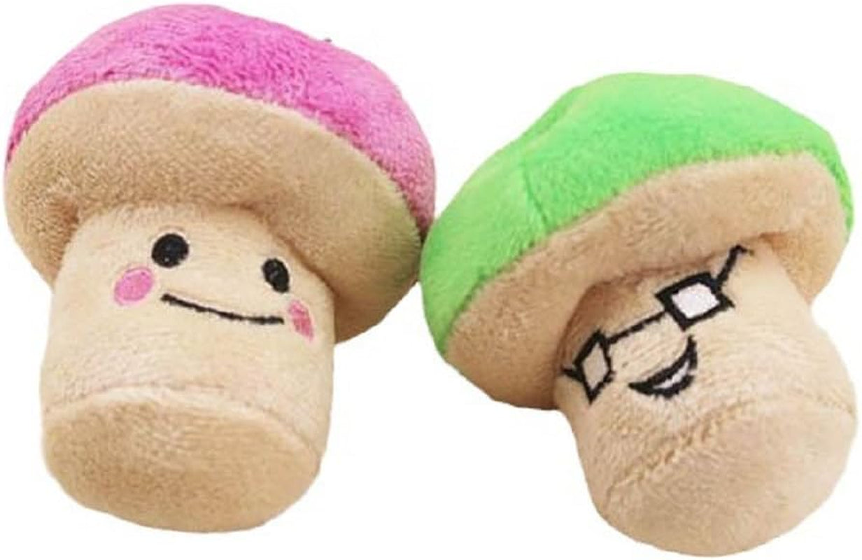 2PCS Mushroom Style Squeaky Plush Dog Toys - Small Breed Puppy Chew Toys - Chewing Toys for Dogs - Small Dog Plush Toys