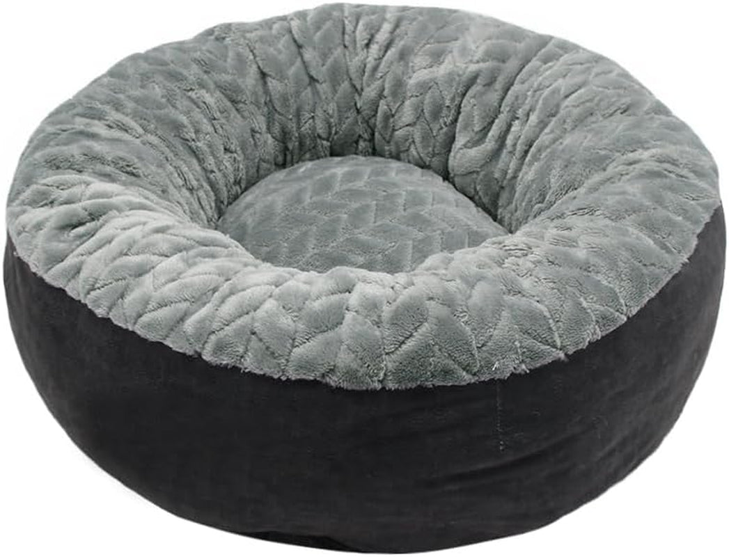 Calming Small Dog Bed & Cat Bed - Anti-Anxiety Bed - Cushioned Donut-Shaped Cats & Small Dogs – Extremely Soft, Breathable Fabric - Washable Pet Beds with Non-Slip Bottom (S. 20" White)