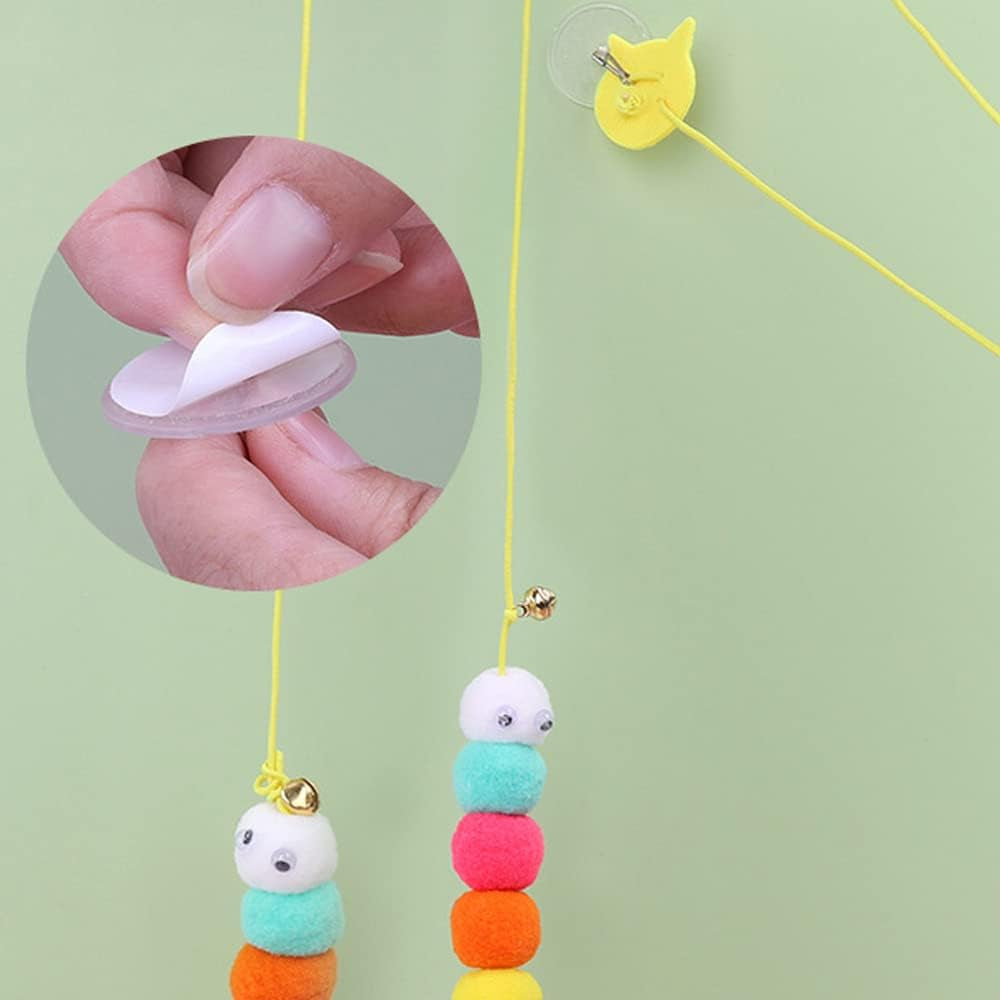 4 Pc Over-The-Door Cat Toys, Indoor Kitten Jump Exercise Toys, Interactive Elastic Rope Cat Teasers, Catnip Feather Mice Animal Toys