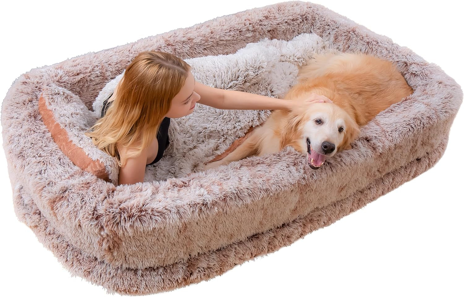 Human Sized Dog Bed, Cooling Large Pet Bed, 69" X41"X13" for Small Medium Big Pets with Blanket and Pillow Washable