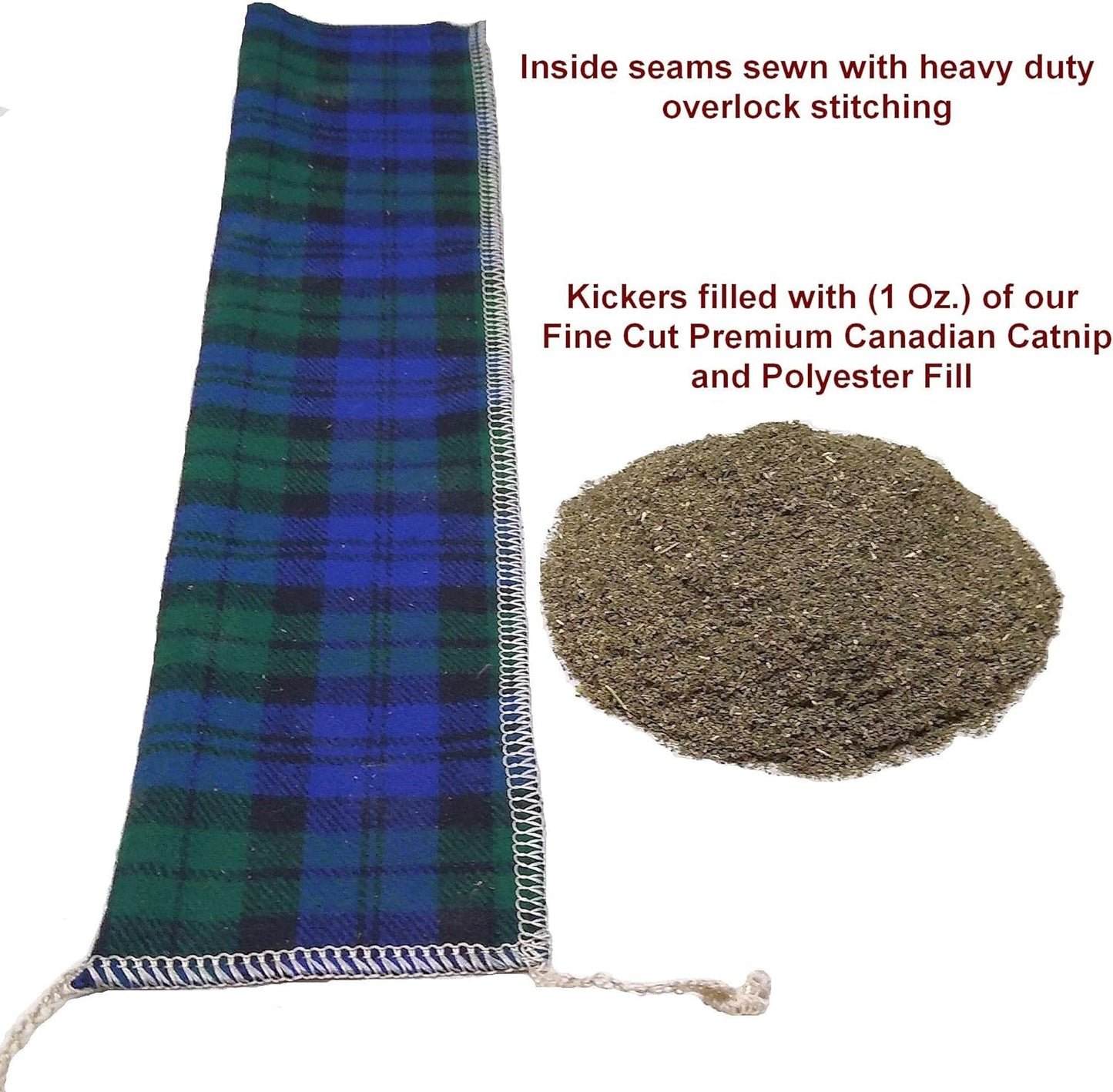 2-Pack 15" Catnip Kitty Kicker Toy with Refillable Catnip Pocket (Navy - Green)