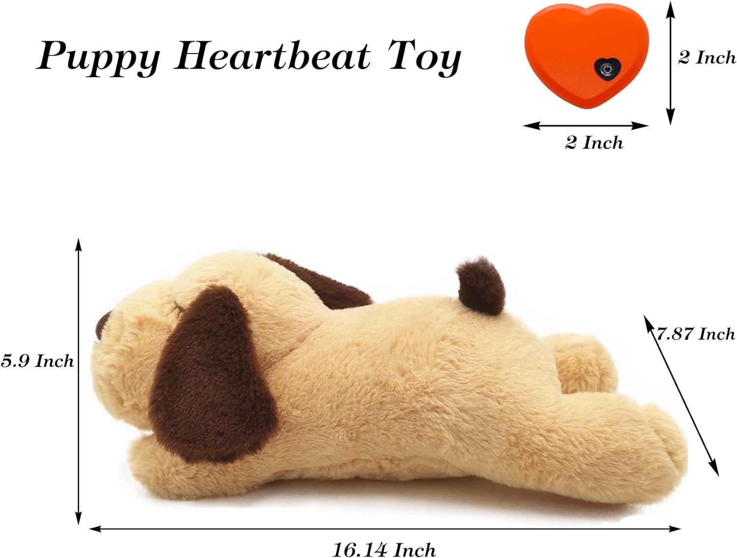 3T Group Heartbeat Dog Toy for Puppy Dog Toys with Heartbeat for Puppies Heartbeat Puppy Toy for Crate Calming Toys Stuffed Animal with Heartbeat Dog Pillow Toys Sleep Aid Toy (Yellow)