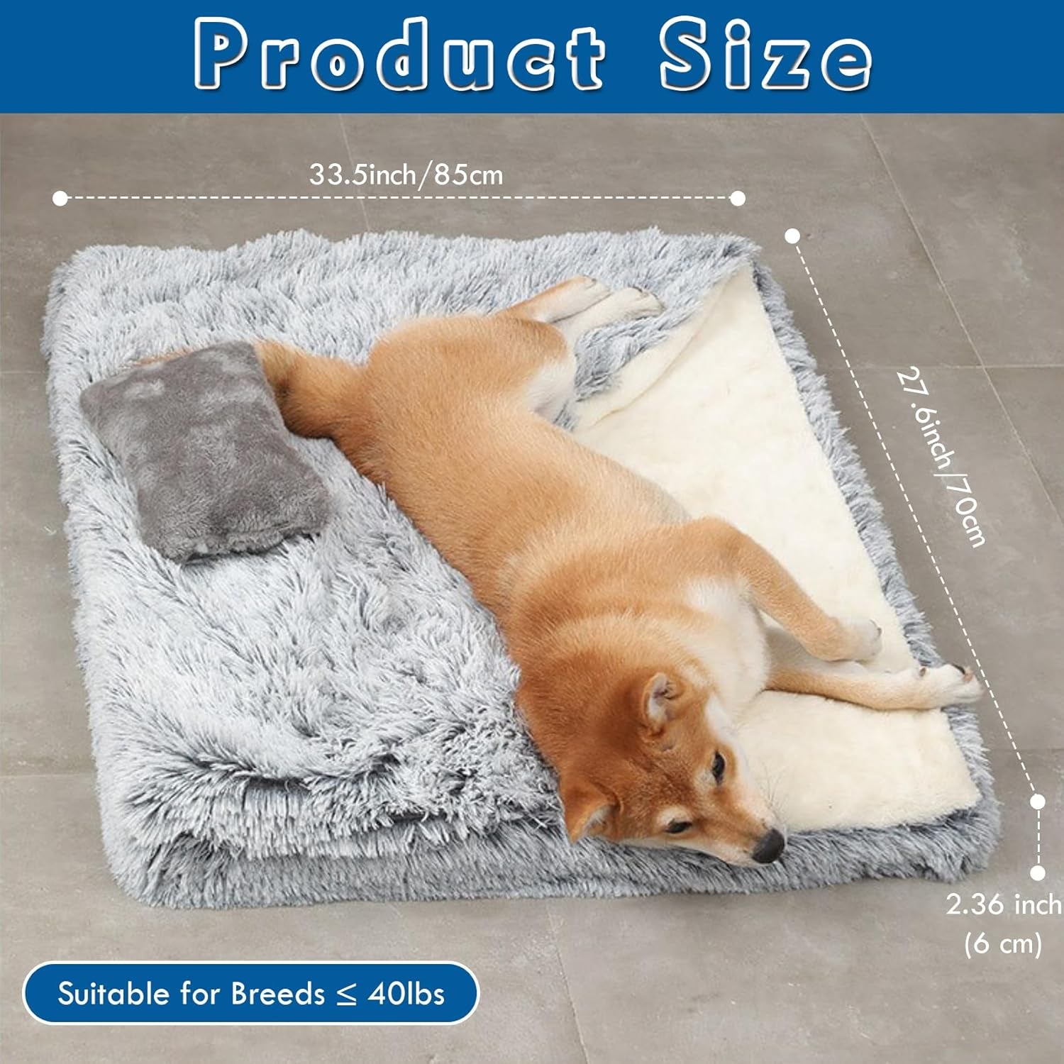 Dog Bed with Cover Cave, Orthopedic Dog Bed with Blanket, 33.5 * 27.6'' Rectangle Pet Crate Bed Cozy Cuddler Mat, Anti-Anxiety Memory Foam Calming Pad for Puppy Cat with Removable Washable Cover