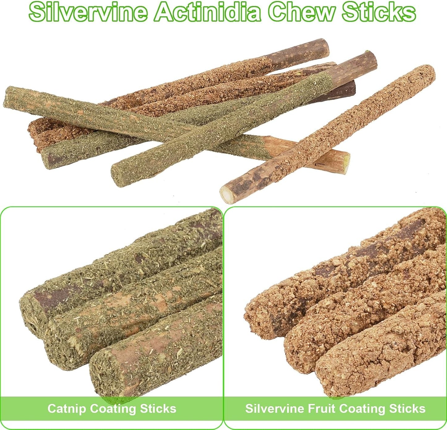 12 Pack Natural Silvervine Sticks Cat Chew Toy for Teeth Cleaning Matatabi Chew Sticks for Cat Kitten Kitty