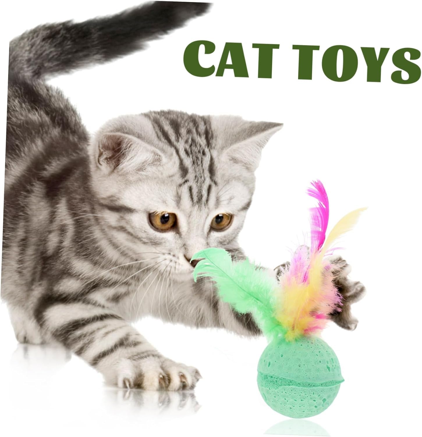 3 PCS Creative Cute Pet Toys Sponge Balls Kitty Kitten Toys Cat Catcher Toys with Feather Tails