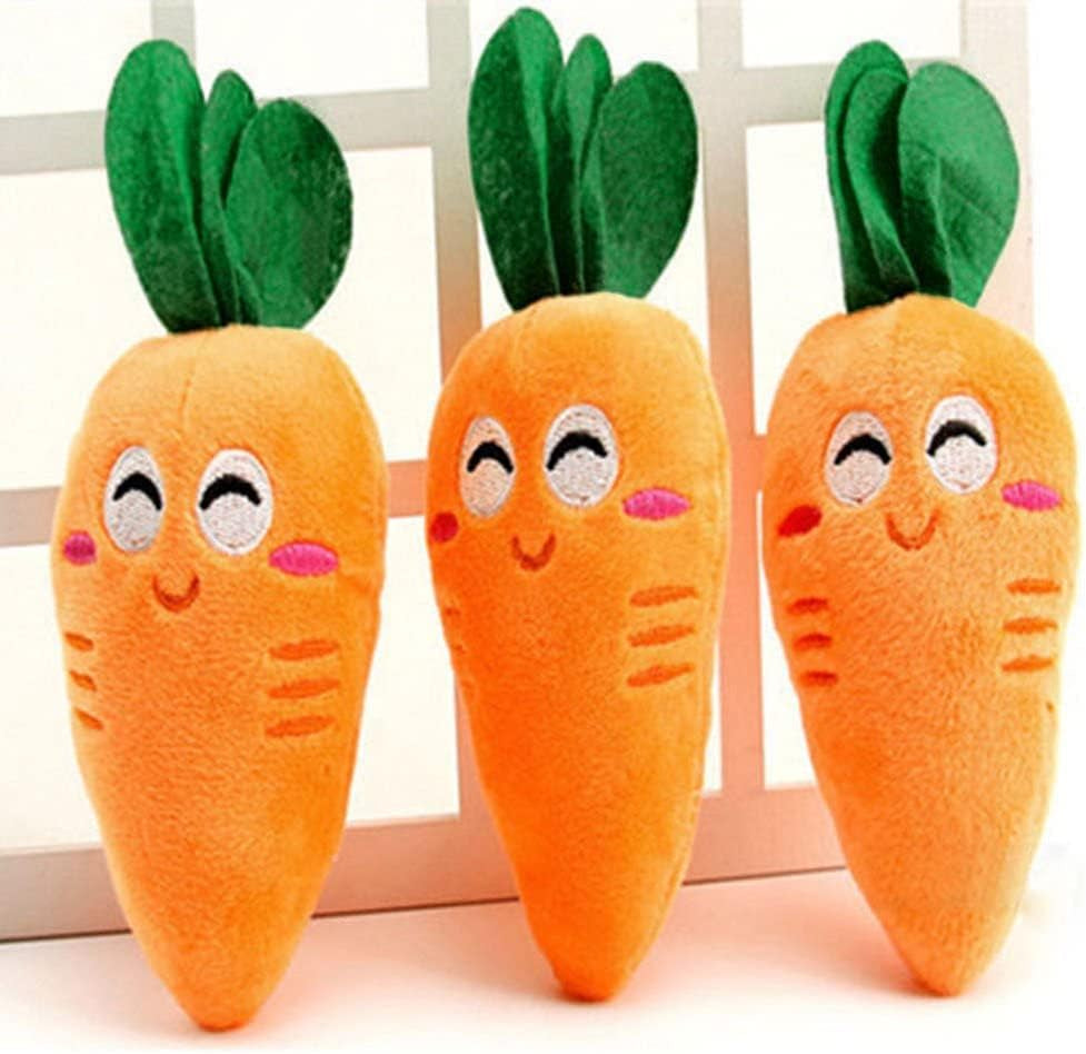 1Pc Soft Dog Toys Cute Carrot Plush Chew Squeaker Sound Pet Puppy Supplies Durable Plush Dog and Cat Toys with Multi-Squeaks