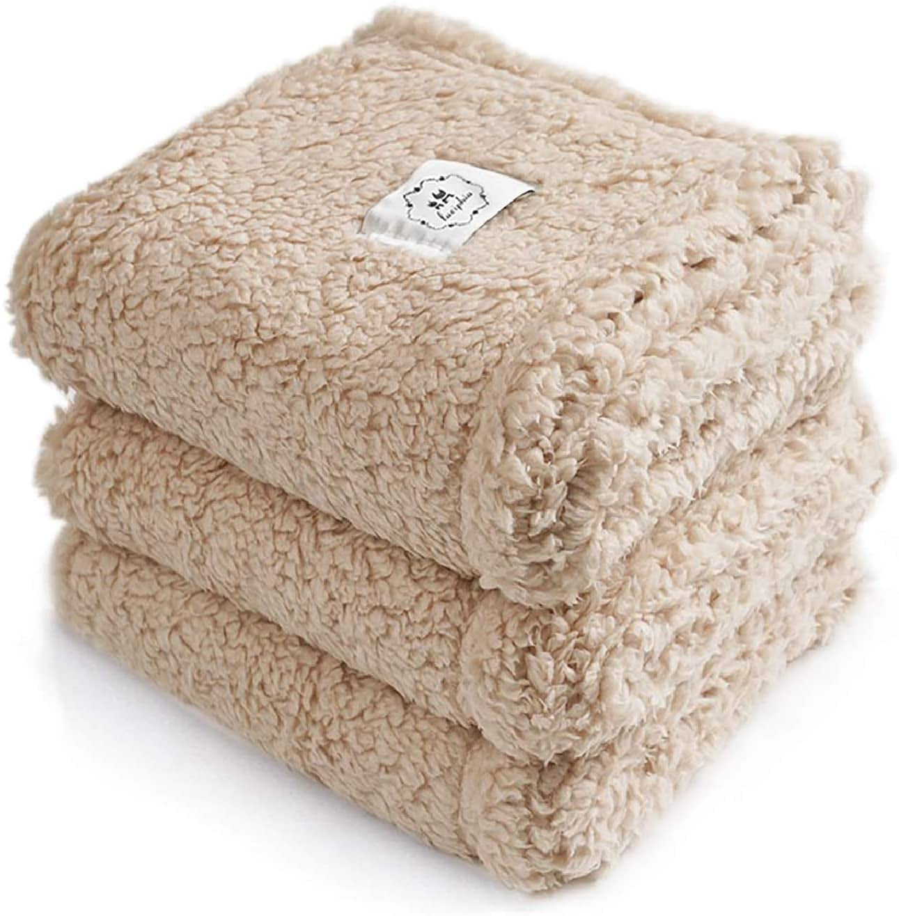 1 Pack 3 Calming Blankets Fluffy Premium Fleece Pet Blanket Soft Sherpa Throw for Dog Puppy Cat Black Small (23”X16'')