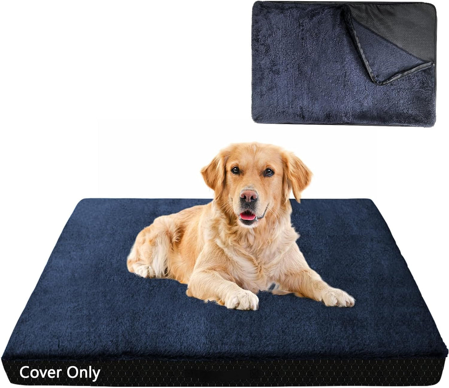 Dog Bed Covers Replacement Washable, 36Lx27Wx4H Inch Waterproof Dog Bed Covers Soft Plush Replacement with Zipper, Removable Cover & Anti-Slip Bottom for Dog/Cat, Cover Only