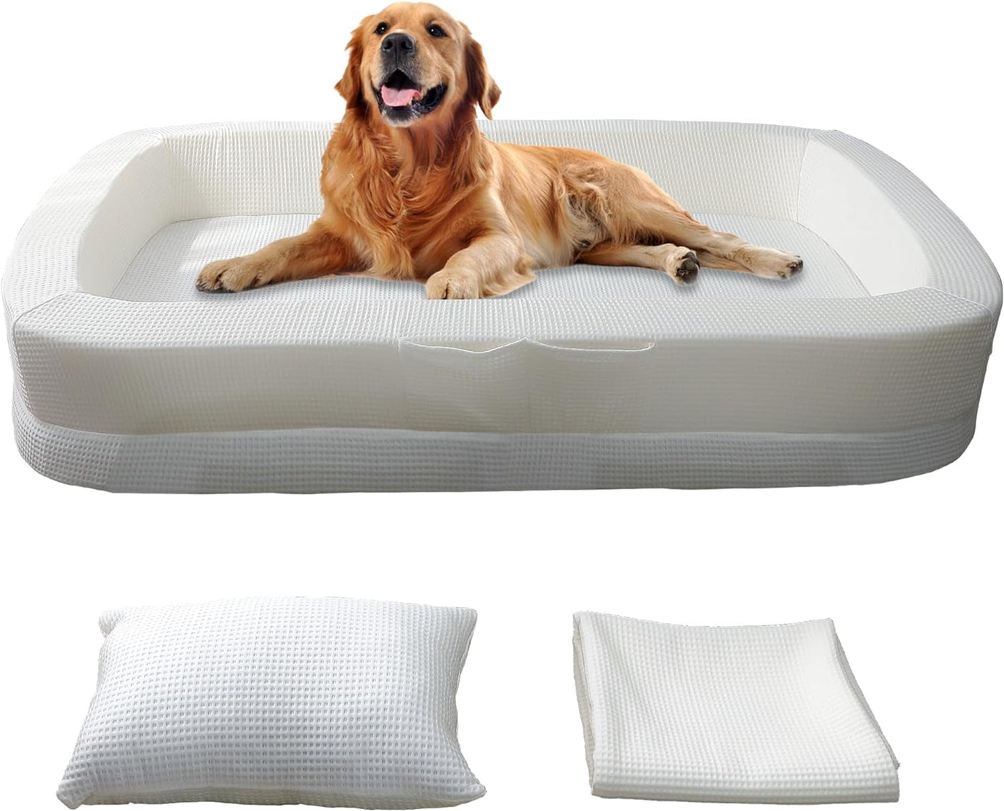 Human Sized Dog Bed, Cooling Large Pet Bed, 69" X41"X13" for Small Medium Big Pets with Blanket and Pillow Washable