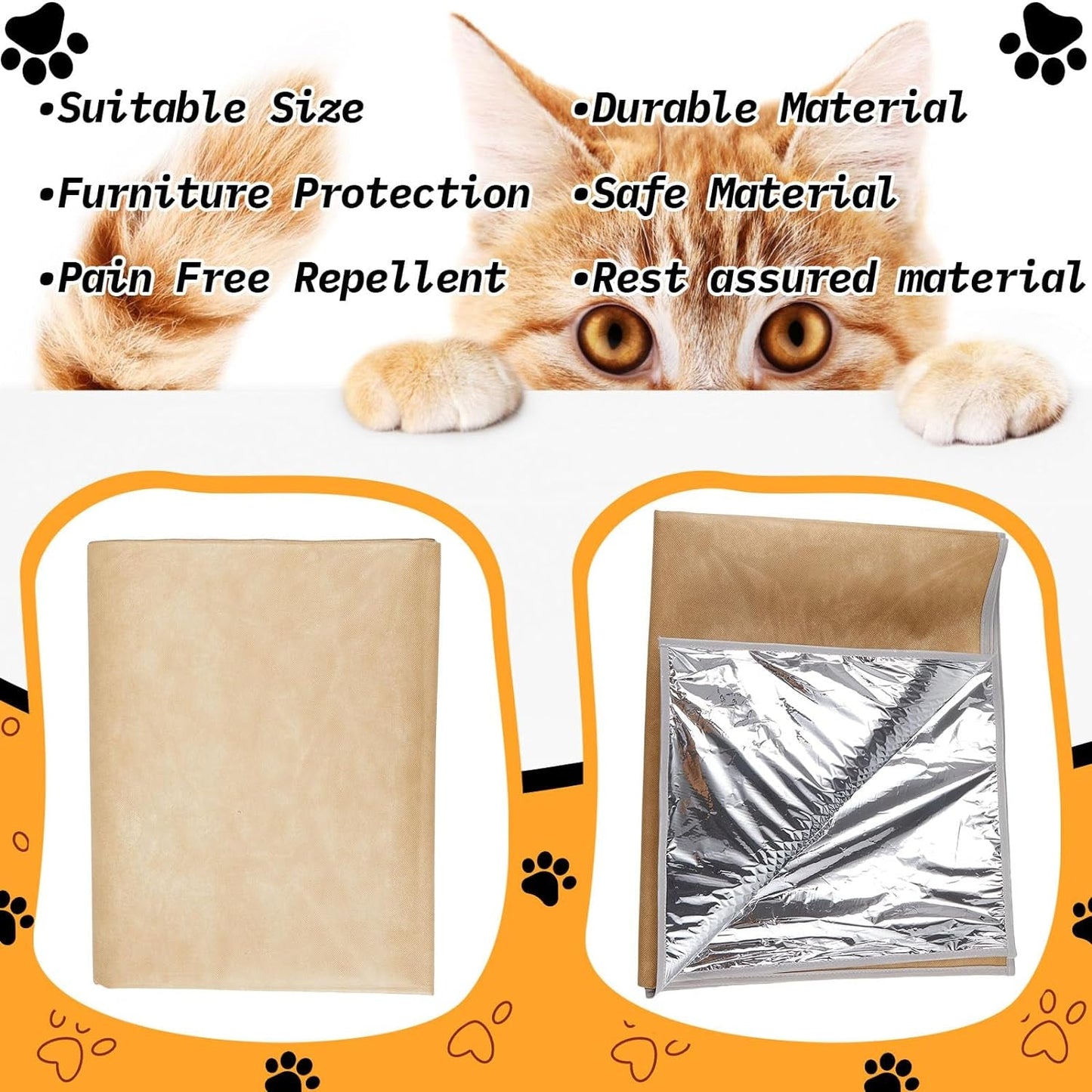 2 Pcs Pet Deterrent Mat for Couch Keep Dogs off Bed Cat Pet Repellent Mat Pain Free Couch Covers for Cats Dogs Keep Pets off Furniture Bed Indoor (Cream, 72 X 56.3 X 0.04 Inches)