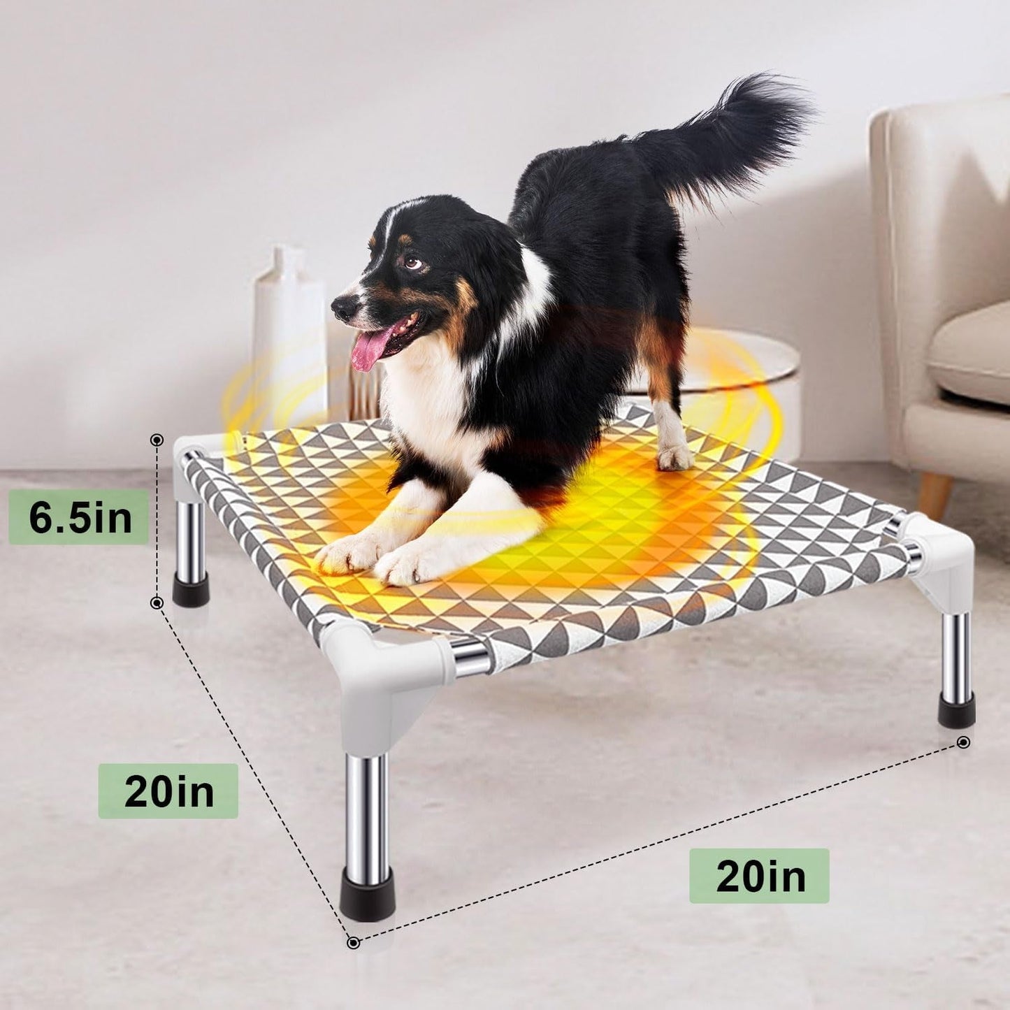 Elevated Outdoor Dog Bed with Heating Pad, Dog Crate Bed Indoor Outdoor, Non-Slip,Detachable Waterproof Winter Heated Dog Bed, for Small Dogs