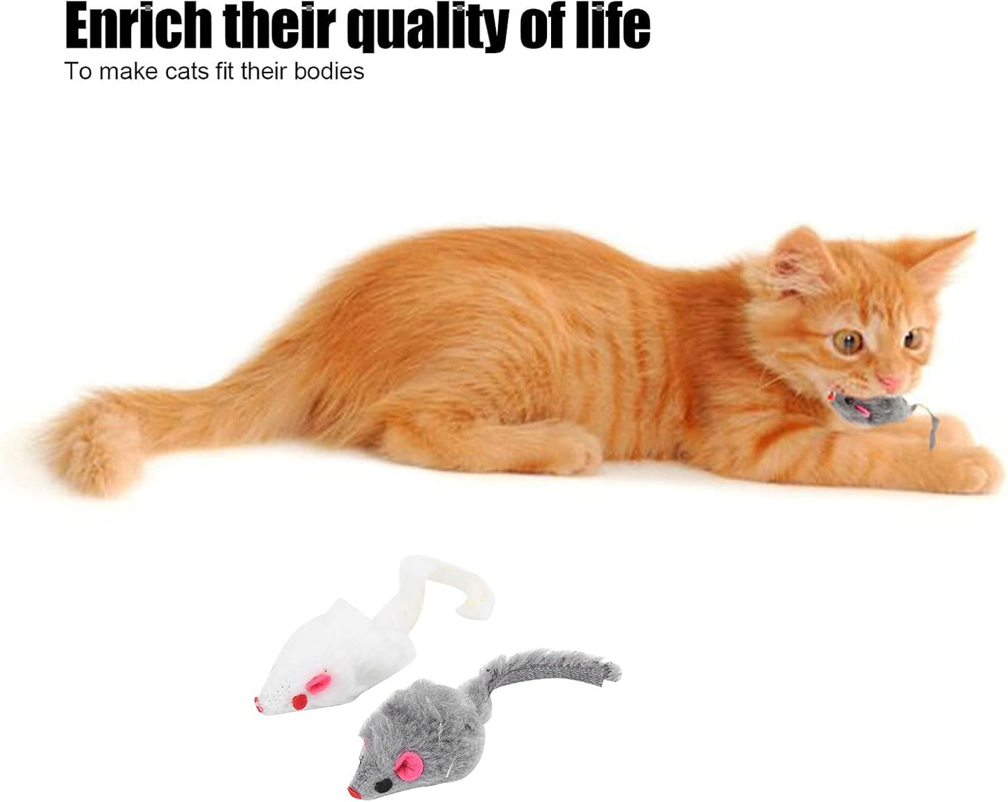 12 Pcs Rattle Mice for Cats Toy Furry Pet Cat Toys Mice for Feather Tails Interactive Play Mouse Toy for Indoor Cats Kittens