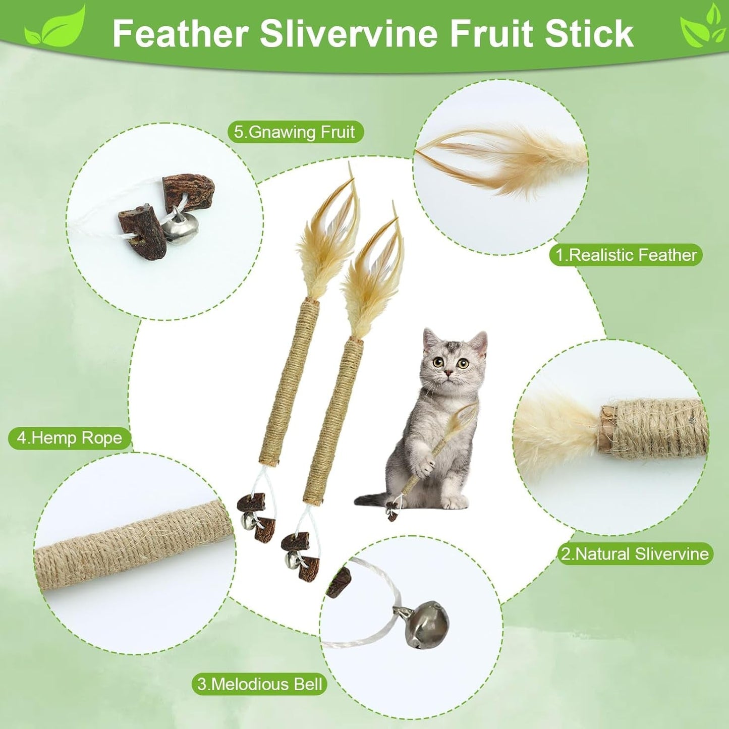 12Pcs Catnip Chew Toys Set for Cats, Natural Silvervine Dental Sticks for Cats, Kitten Toy for Indoor Cats Interactive Increase Appetite Relief Cats Stress